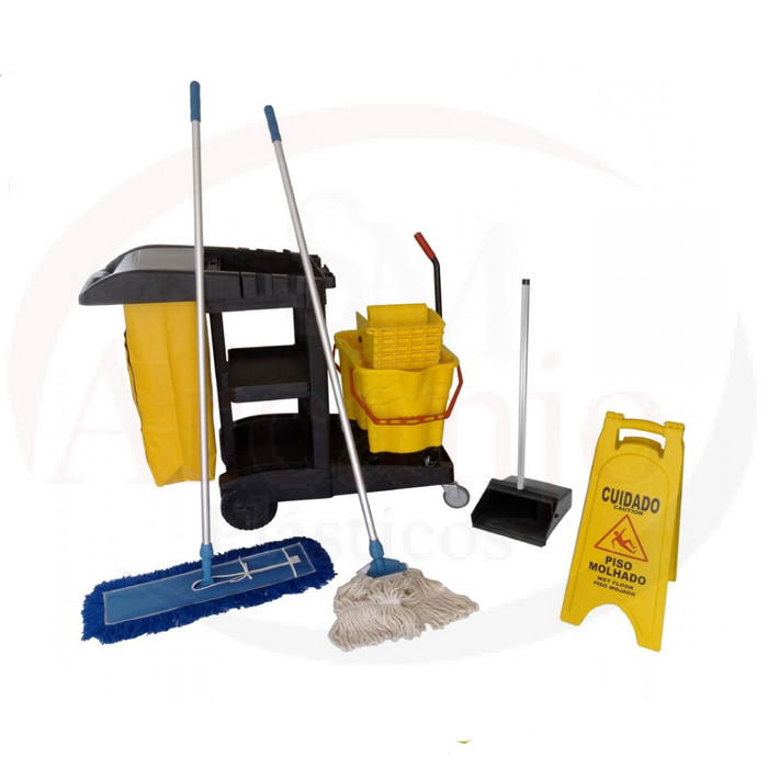 Kit Completo do Carrinho Funcional de Limpeza RP