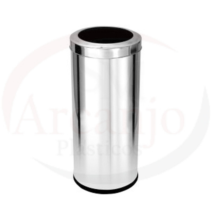 Lixeira RP em Aço Inox 24x50 cm c/ Aro Inox 22 L