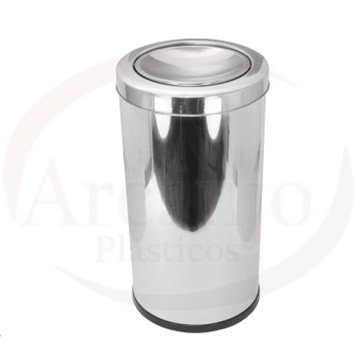 Lixeira RP em Aço Inox 24x50 cm c/ Tampa Meia Esfera 22 L