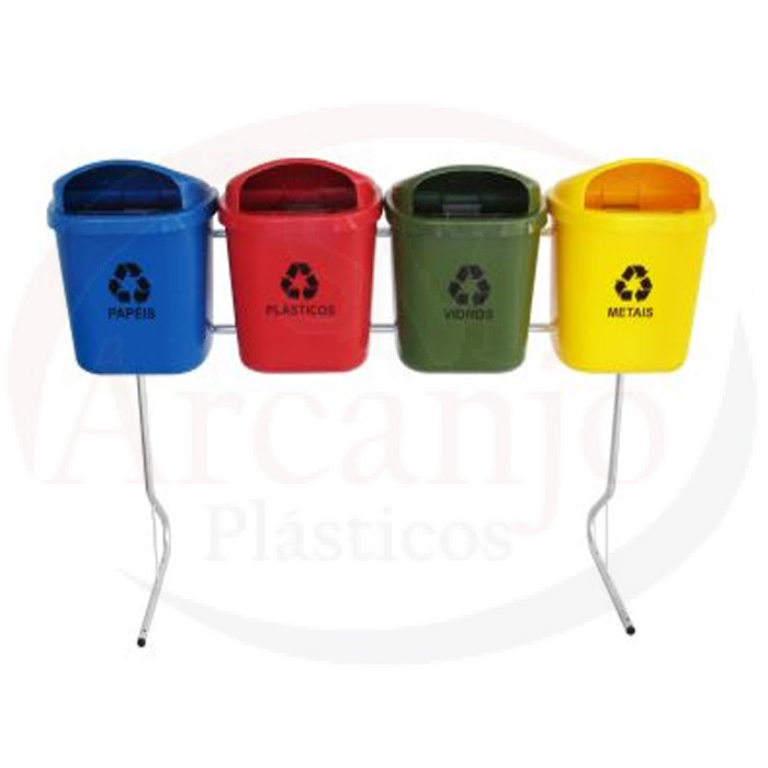 Conjunto p/ Coleta Seletiva de 40 litros com 04 cestos RP - ST1