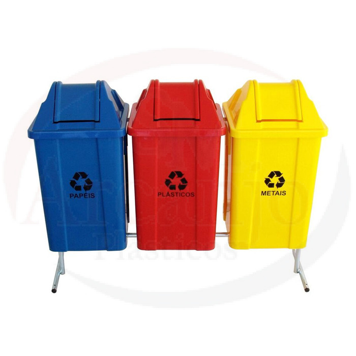 Conjunto p/ Coleta Seletiva de 100 litros com 03 cestos RP - ST20
