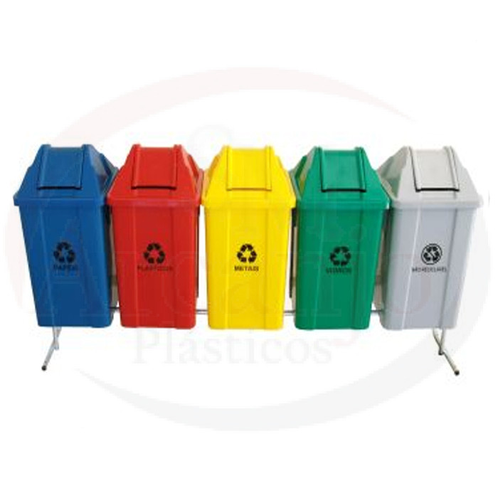 Conjunto p/ Coleta Seletiva de 100 litros com  05 cestos RP - ST22
