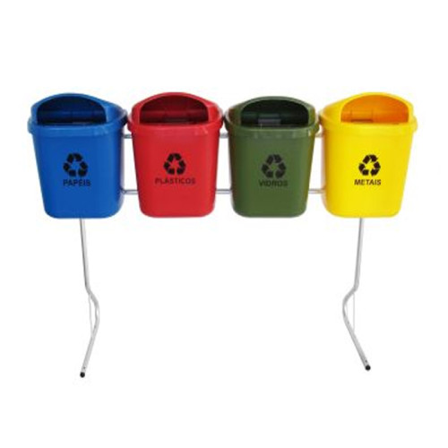 Conjunto p/ Coleta Seletiva de 40 litros com 04 cestos RP - ST1