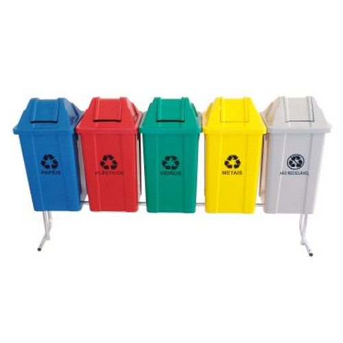 Conjunto para Coleta Seletiva de 60 litros com 05 cestos RP - ST17