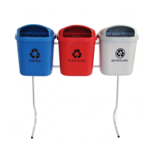Conjunto p/ Coleta Seletiva de 40 litros com 03 cestos RP - ST4
